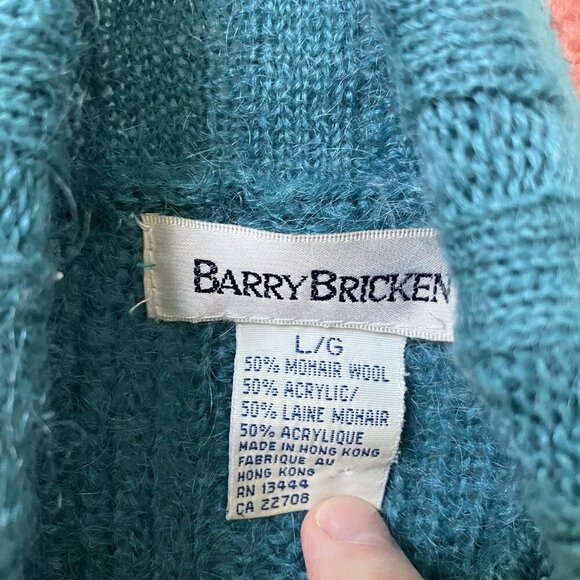 Vintage Barry Bricken Sweater Womens L Mohair Blue Knit Turtleneck Long Line - Picture 3 of 6